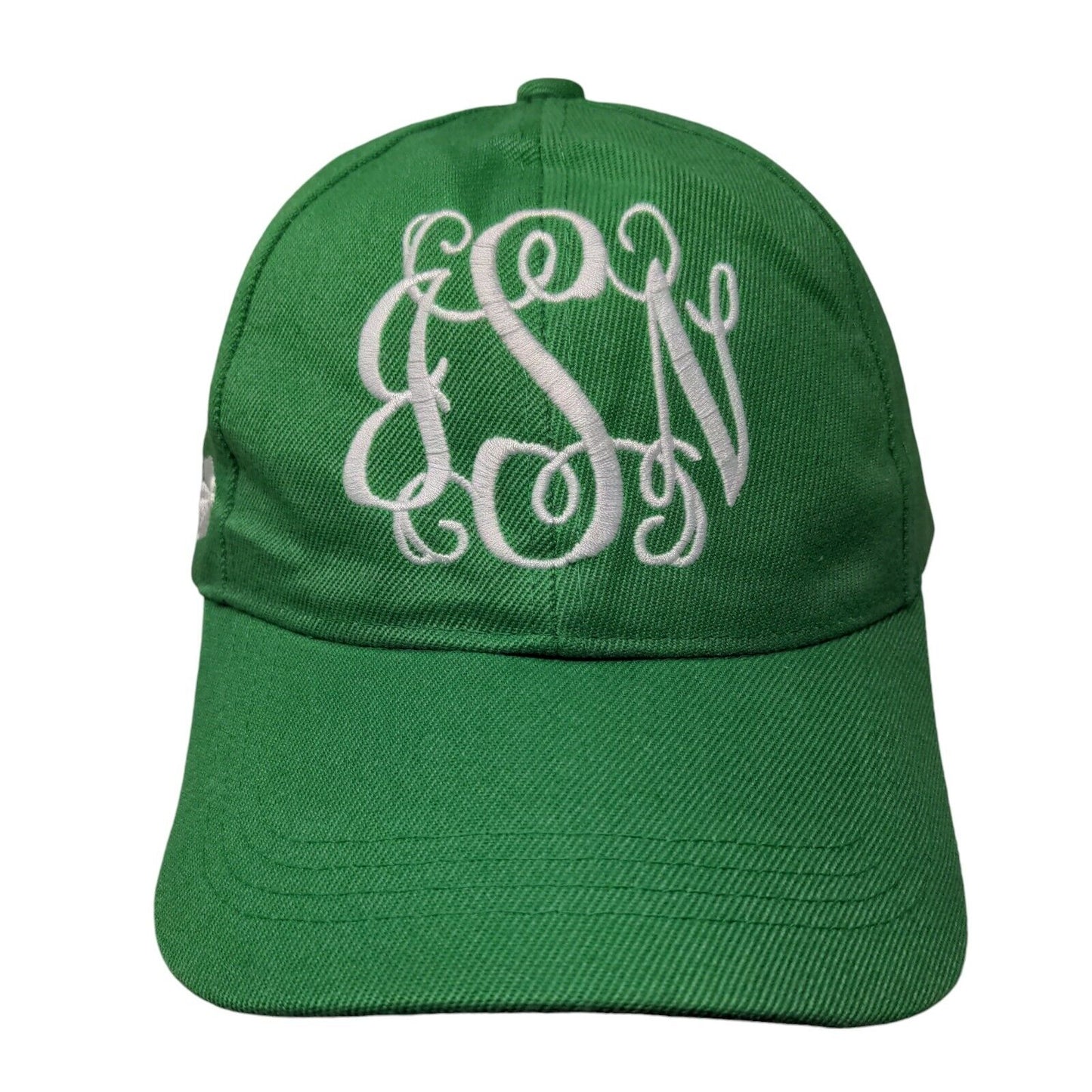Monogram Strapback Hat Green One Size Embroidered Clover 6 Panel