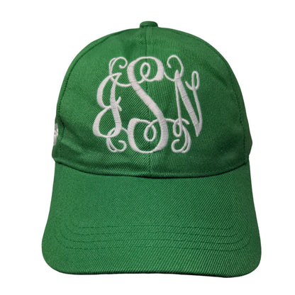 Monogram Strapback Hat Green One Size Embroidered Clover 6 Panel