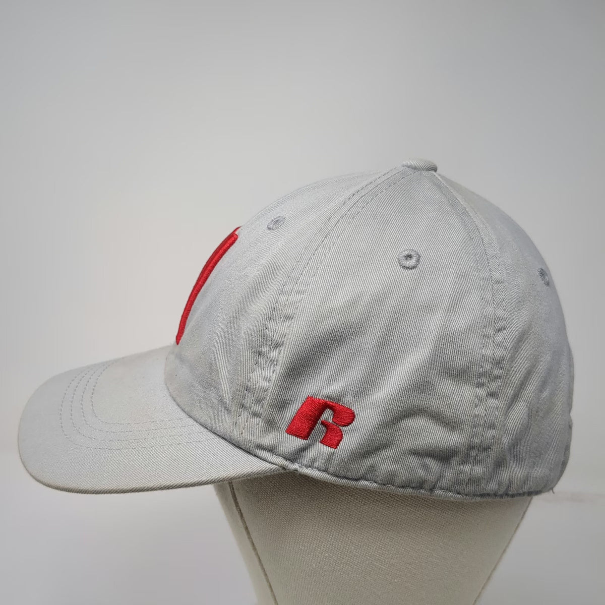 Nebraska Cornhuskers NCAA Russell Gray One Size Hat N Logo Brim Text Slideback