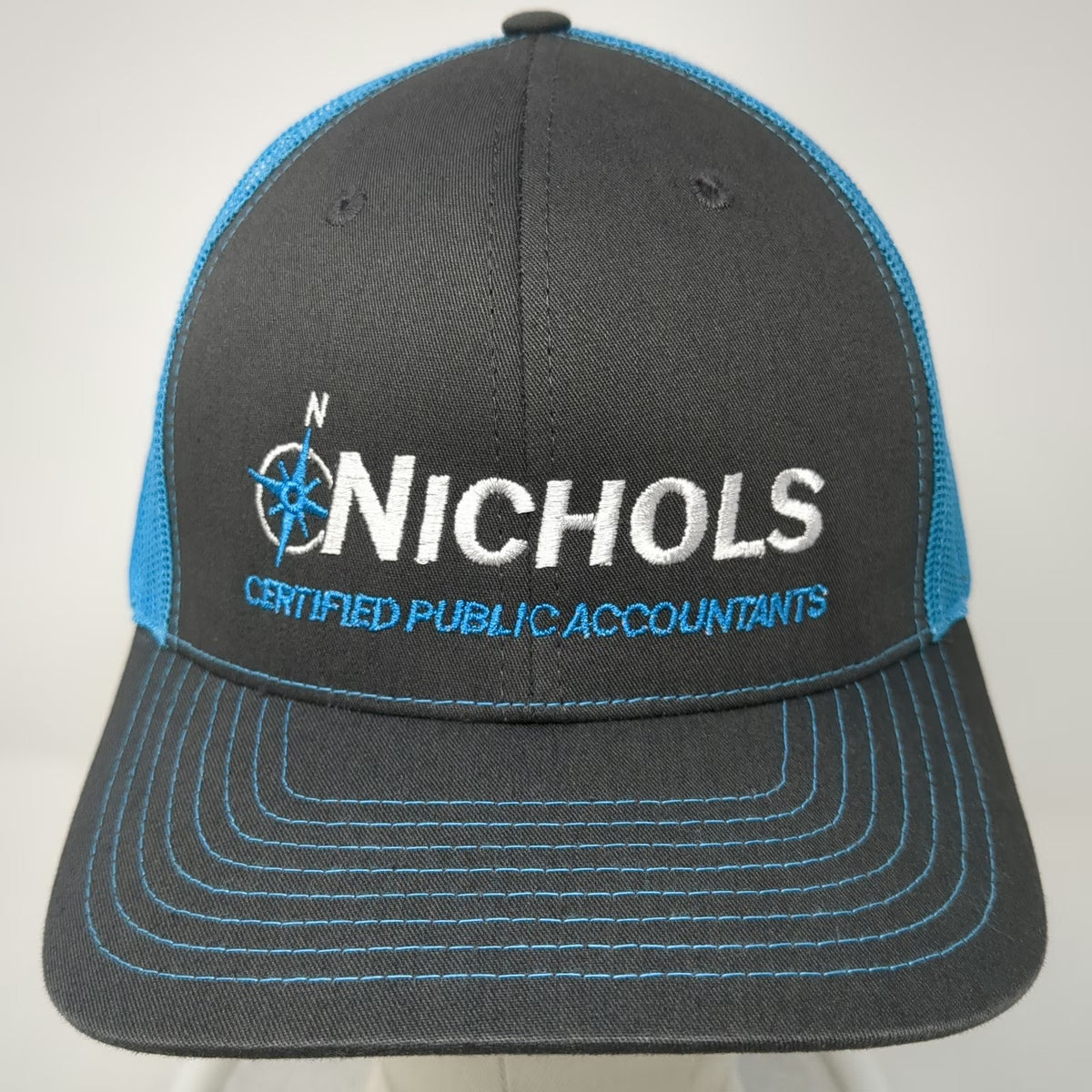 Richardson Trucker Hat Gray Blue One Size Nichols CPA Mesh Back Snapback Hat