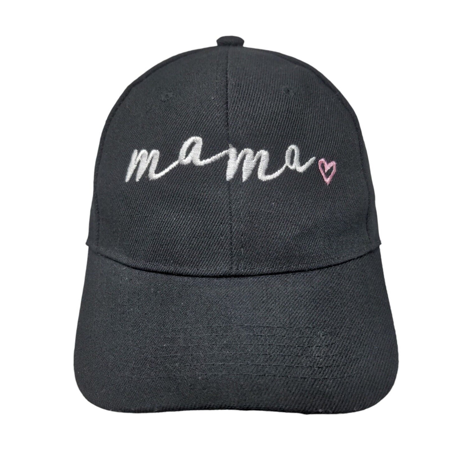Mama Slideback Hat Black One Size Adjustable Embroidered Heart 6 Panel
