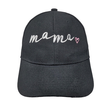 Mama Slideback Hat Black One Size Adjustable Embroidered Heart 6 Panel