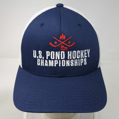 Port Authority Baseball Cap Blue White Red XL Mesh Back Flexfit Pond Hockey Hat