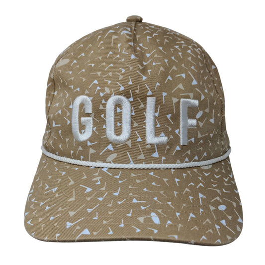 Adidas Golf Snapback Rope Hat Tan One Size Embroidered All Over Print