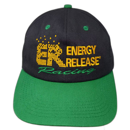 Energy Release Racing Snapback Hat Black Green One Size Embroidered Adjustable