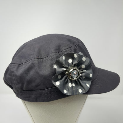 ABG Accessories Army Cap Gray One Size Polka Dot Flower Rhinestone Elastic Hat