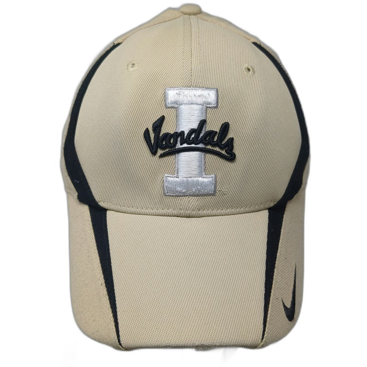 Nike Idaho Vandals NCAA Baseball Cap Beige Black One Size Stretch Fit Swoosh Hat