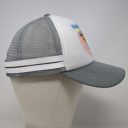 Roxy Trucker Hat Gray White One Size California Sunset Mesh Back Snapback
