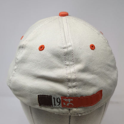 Polaris Baseball Cap Brown Beige Orange S/M Riding Co Distressed Stretch Fit Hat