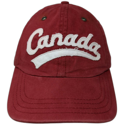 Roots Athletics Baseball Cap Red OSFM Slideback Canada Beaver Logo Cotton Hat