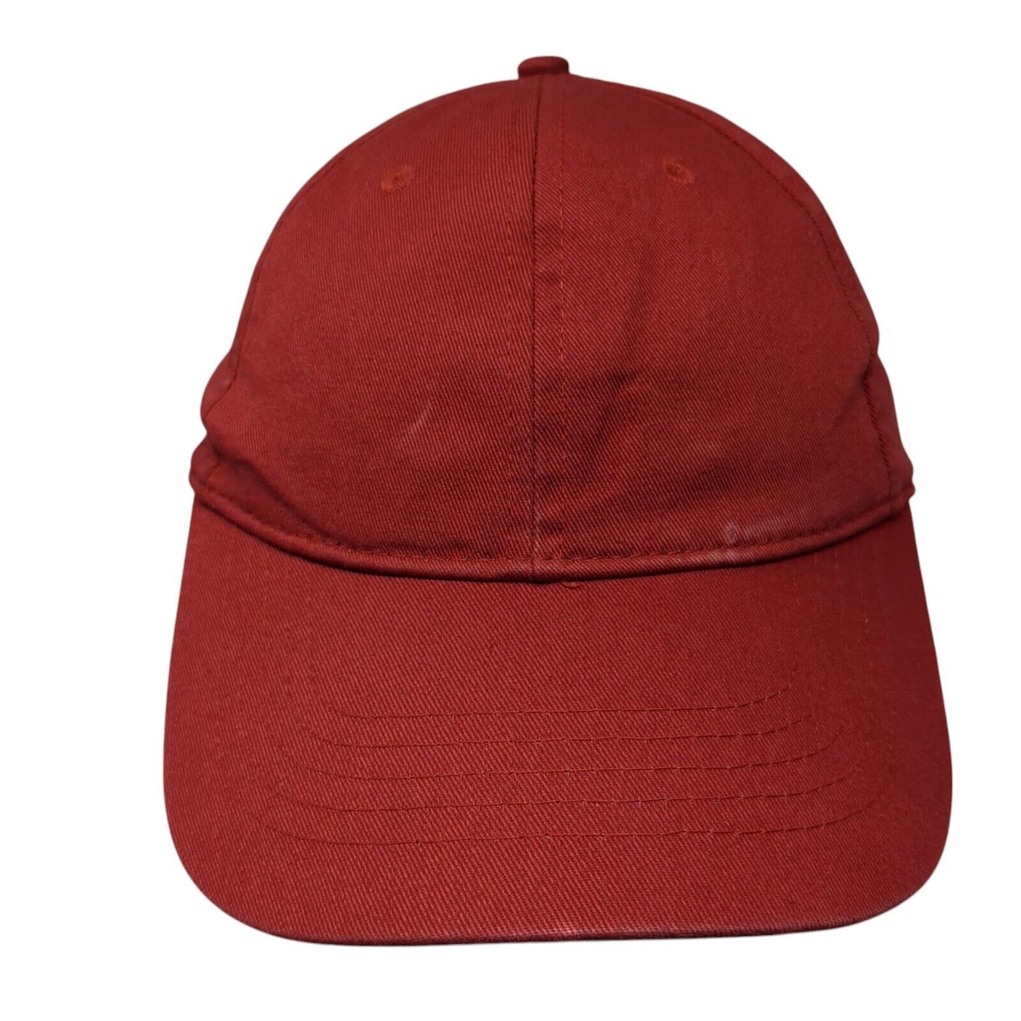 Unbranded Strapback Hat Red One Size Adjustable Vented Holes 6 Panel Blank