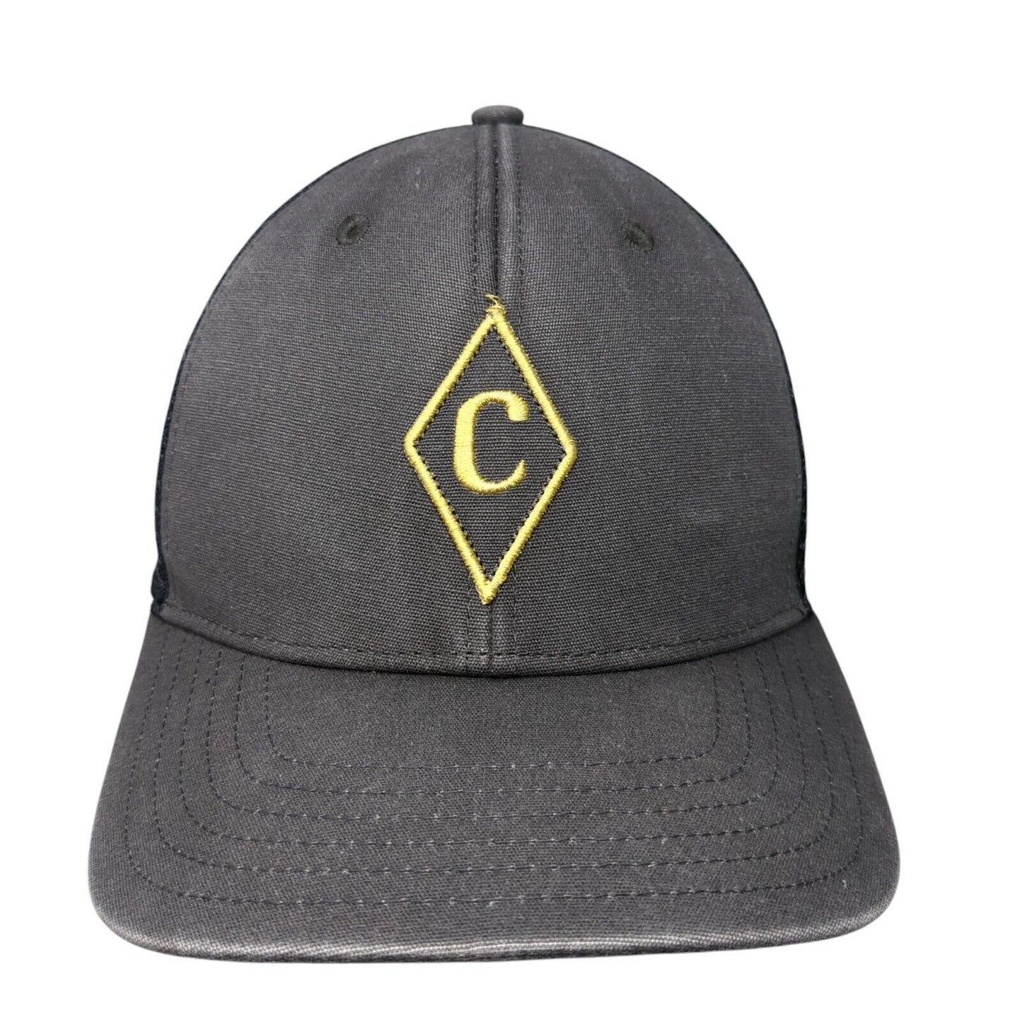 Diamond C Snapback Trucker Hat Gray One Size Adjustable Mesh Back Cotton