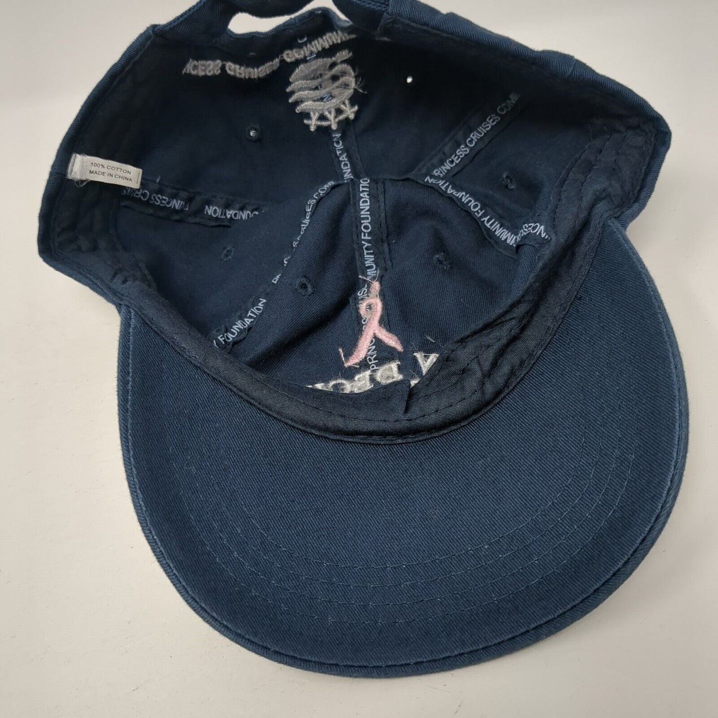 On Deck For The Cure Slideback Hat Blue One Size Adjustable Embroidered Cotton