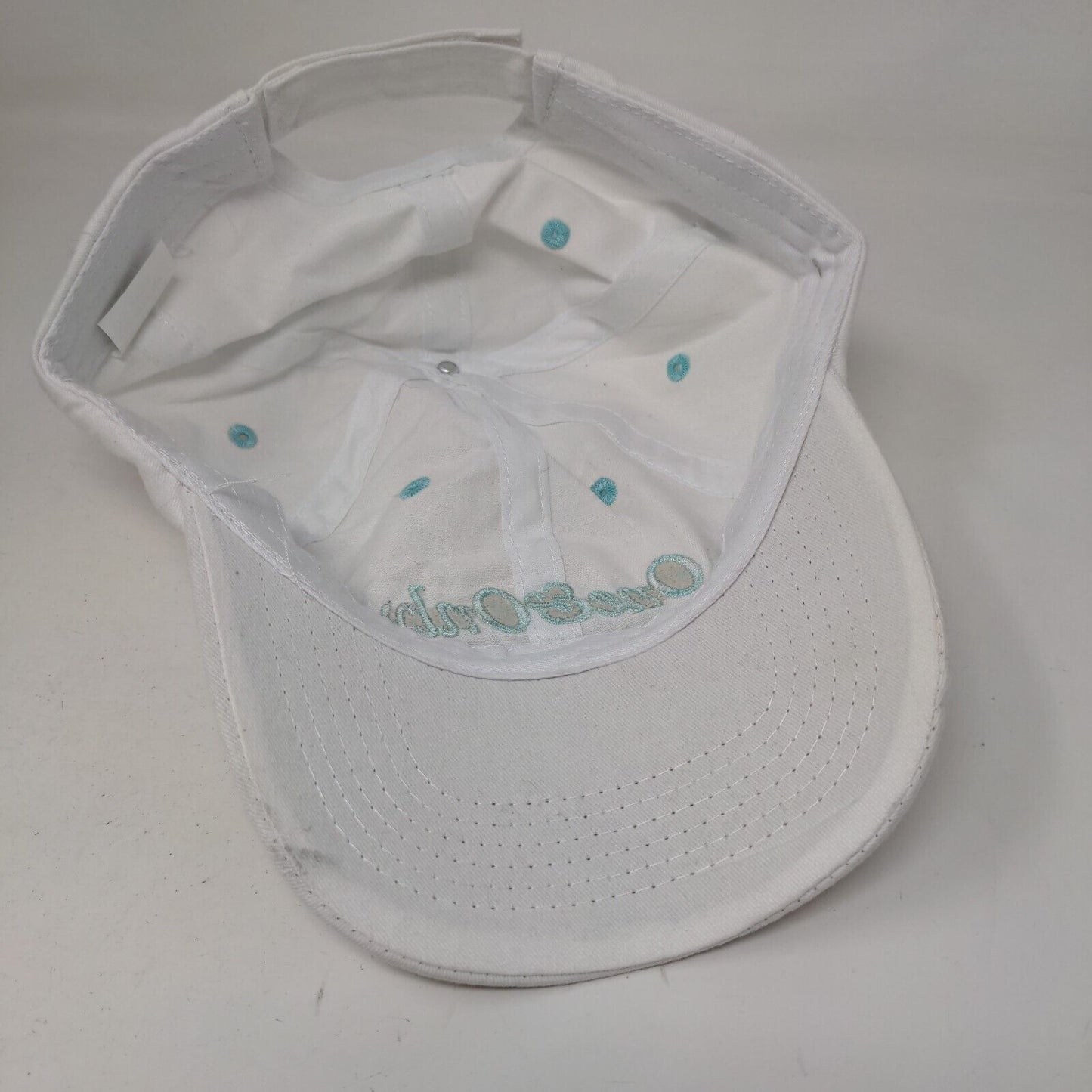 One & Only Palmilla Strapback Hat White OSFM Adjustable Embroidered Cotton