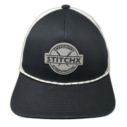 Pacific Headwear Trucker Hat Black White One Size Mesh Back Snapback Rope Patch