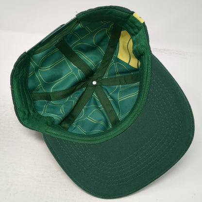 The Botanist Snapback Green One Size Yellow Embroidered Logo Hat Pattern Lining