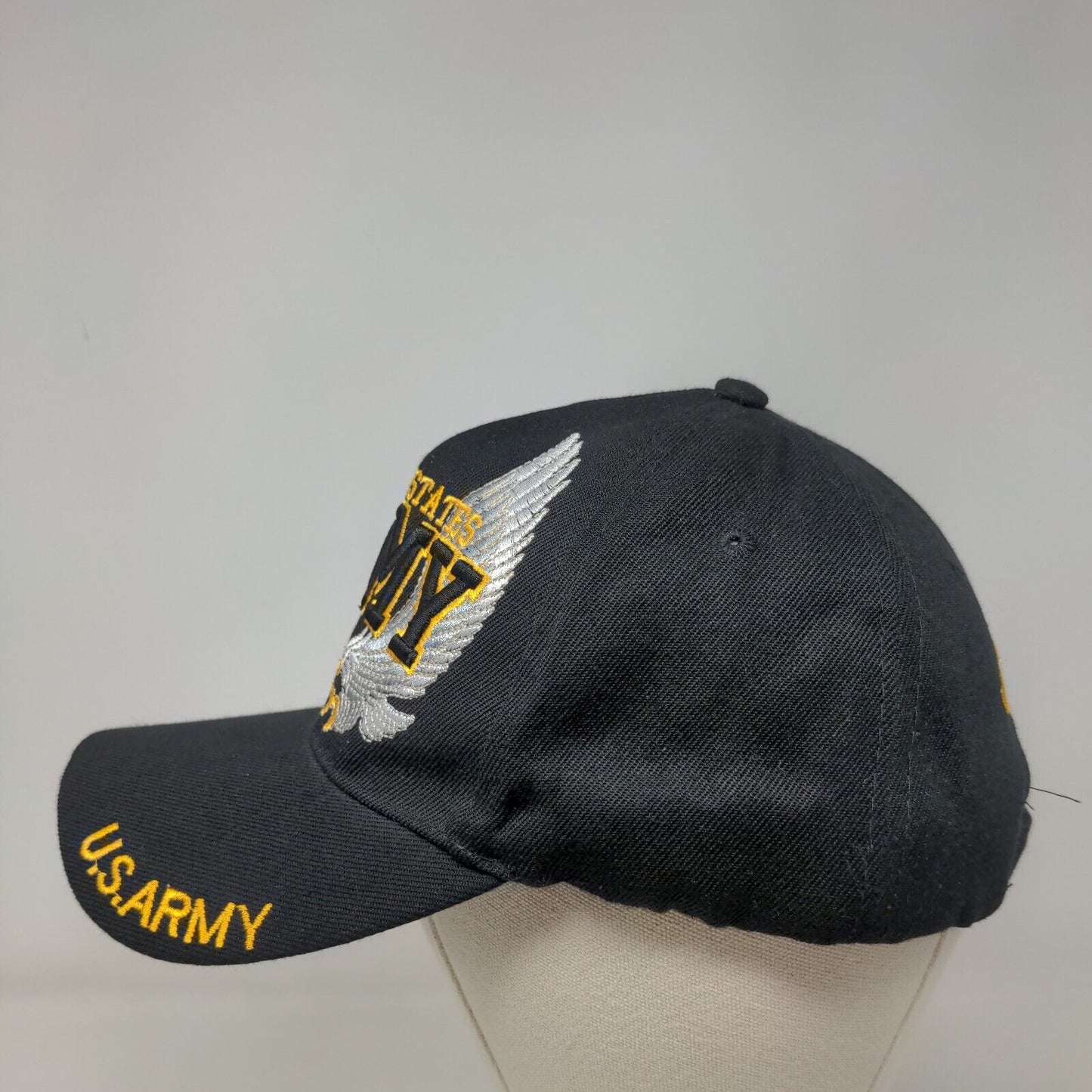 United States Army Strapback Hat Black One Size Embroidered Vent Holes