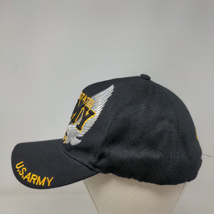 United States Army Strapback Hat Black One Size Embroidered Vent Holes