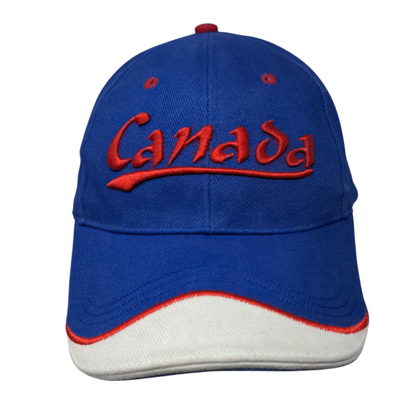 Canada Strapback Hat Blue OSFA Adjustable Embroidered Vented Holes Cotton