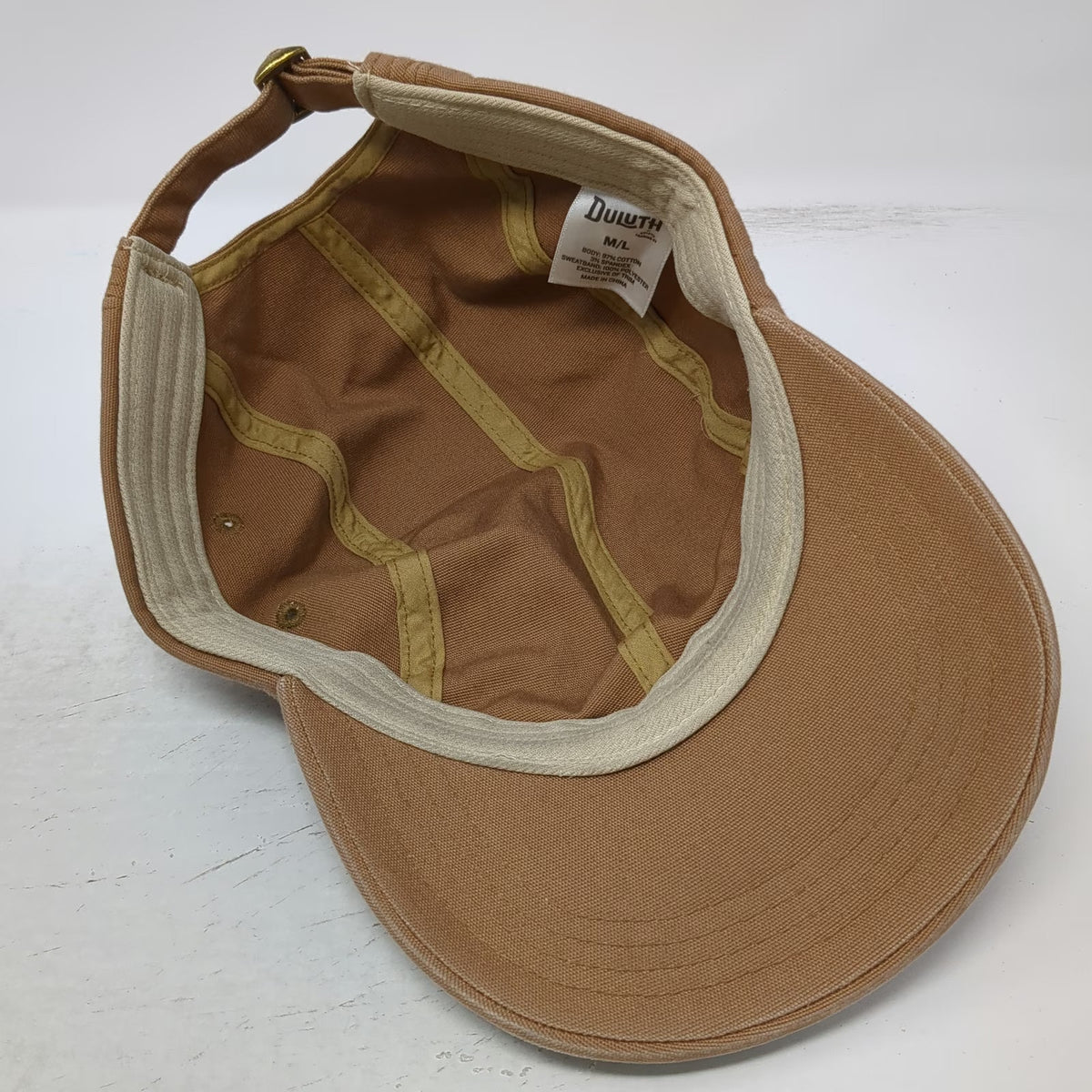 Duluth Trading Co Baseball Cap Brown L Cotton Stretch Slideback 5 Panel Hat
