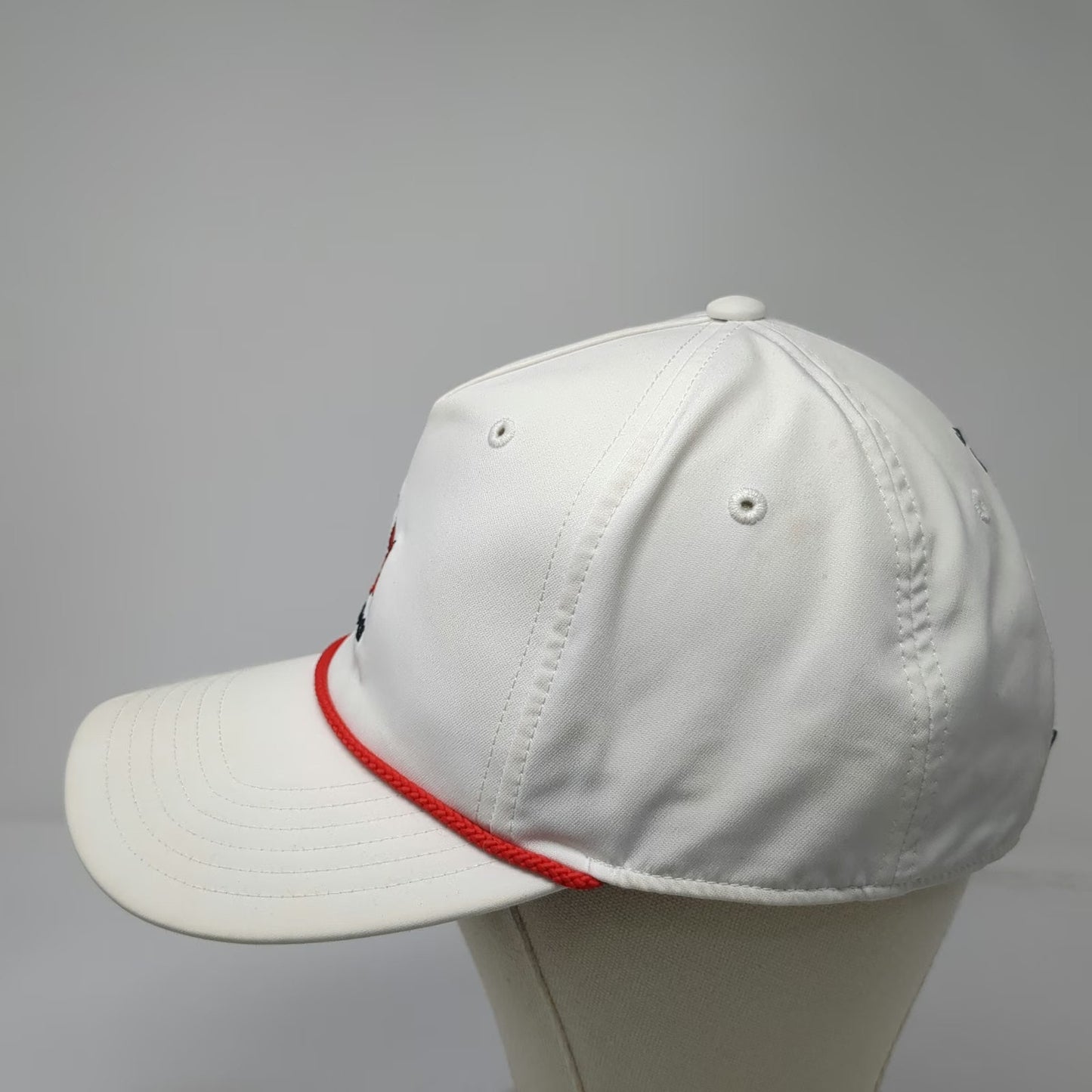 Adidas 5 Panel White Camelback Golf Club Red Rope Snapback Hat Golfing Vintage