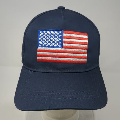 USA Flag Slideback Baseball Cap Blue One Size Adjustable Embroidered Patriotic