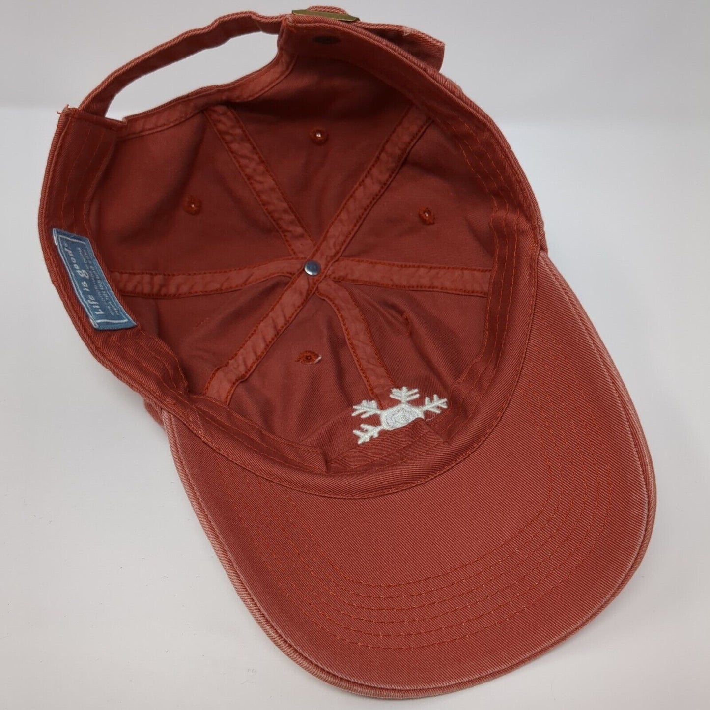 Life is Good Snowflake Slideback Hat Red One Size Adjustable Embroidered Cotton