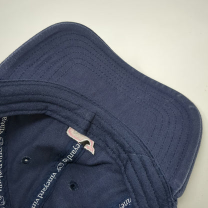 Vineyard Vines Baseball Cap Blue One Size Whale Logo Strapback Cotton Fabric Hat