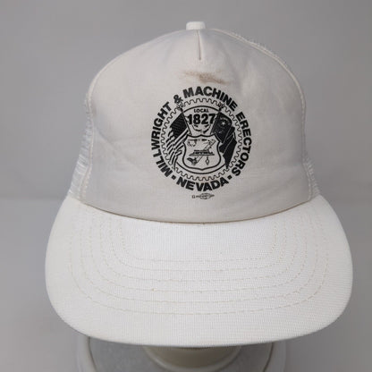 Mill Wright & Machine Erectors Nevada Snapback Trucker Hat White OS Adjustable