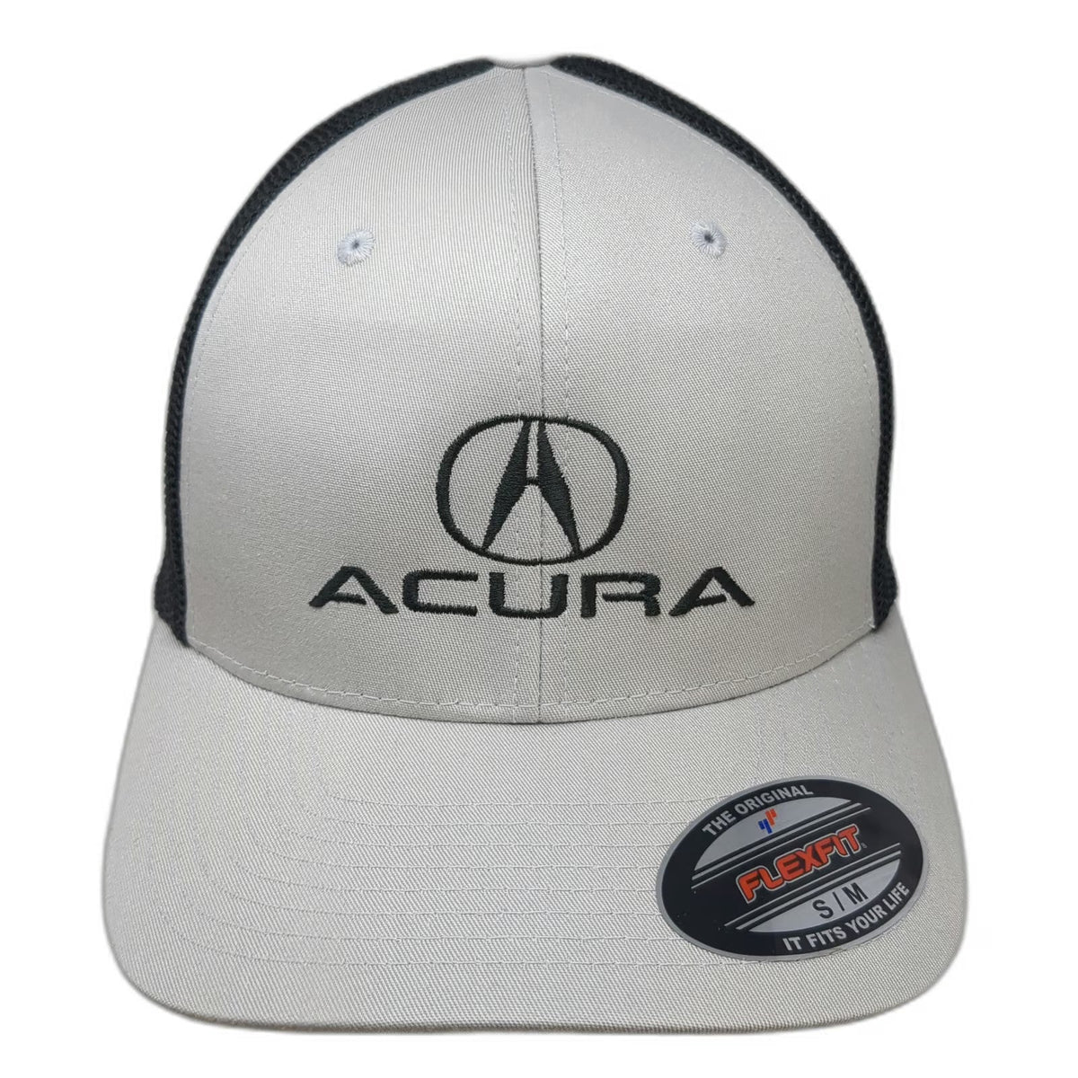 Port Authority Acura Baseball Cap Gray M Mesh Back Flexfit Black Silver Hat