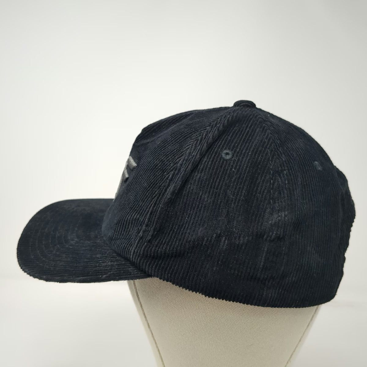 Yupoong Baseball Cap Black One Size Corduroy Snapback Gray W Logo Music Band Hat