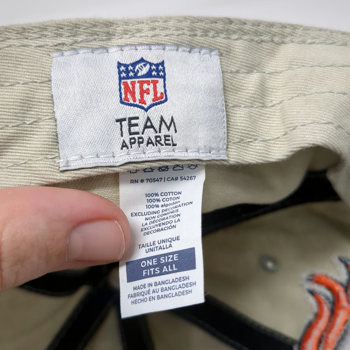 Denver Broncos NFL Team Apparel Cap Hat Beige One Size Cotton Slideback Horse