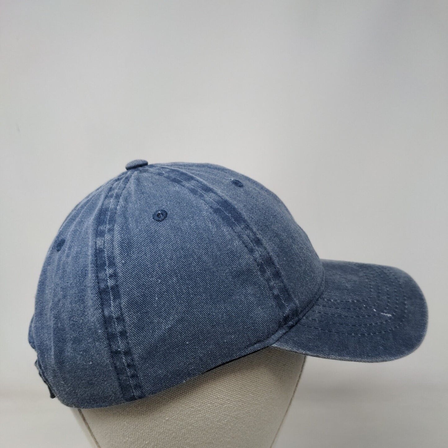 Unbranded Strapback Hat Blue OSFM Adjustable Denim Vented Holes 6 Panel Blank
