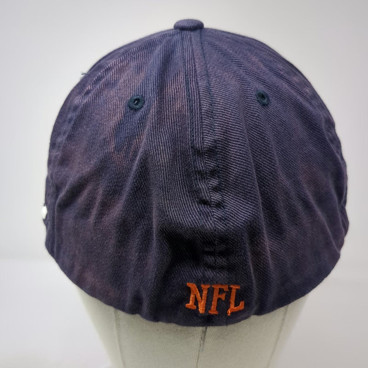 NFL Team Apparel Denver Broncos Baseball Cap Blue Orange XL Fitted Stretch Hat