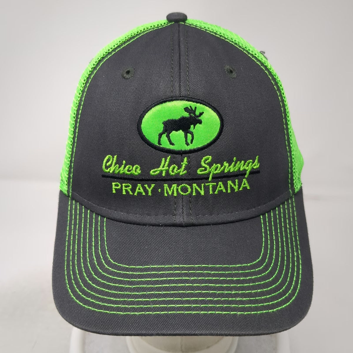 Ouray Trucker Hat Gray Green One Size Chico Hot Springs Montana Moose Snapback