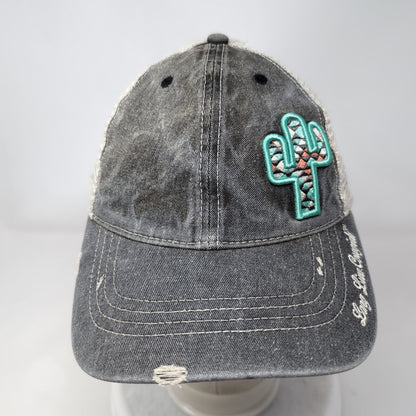 Long Live Cowgirls Cactus Strapback Trucker Hat Gray OS Mesh Back Wrangler