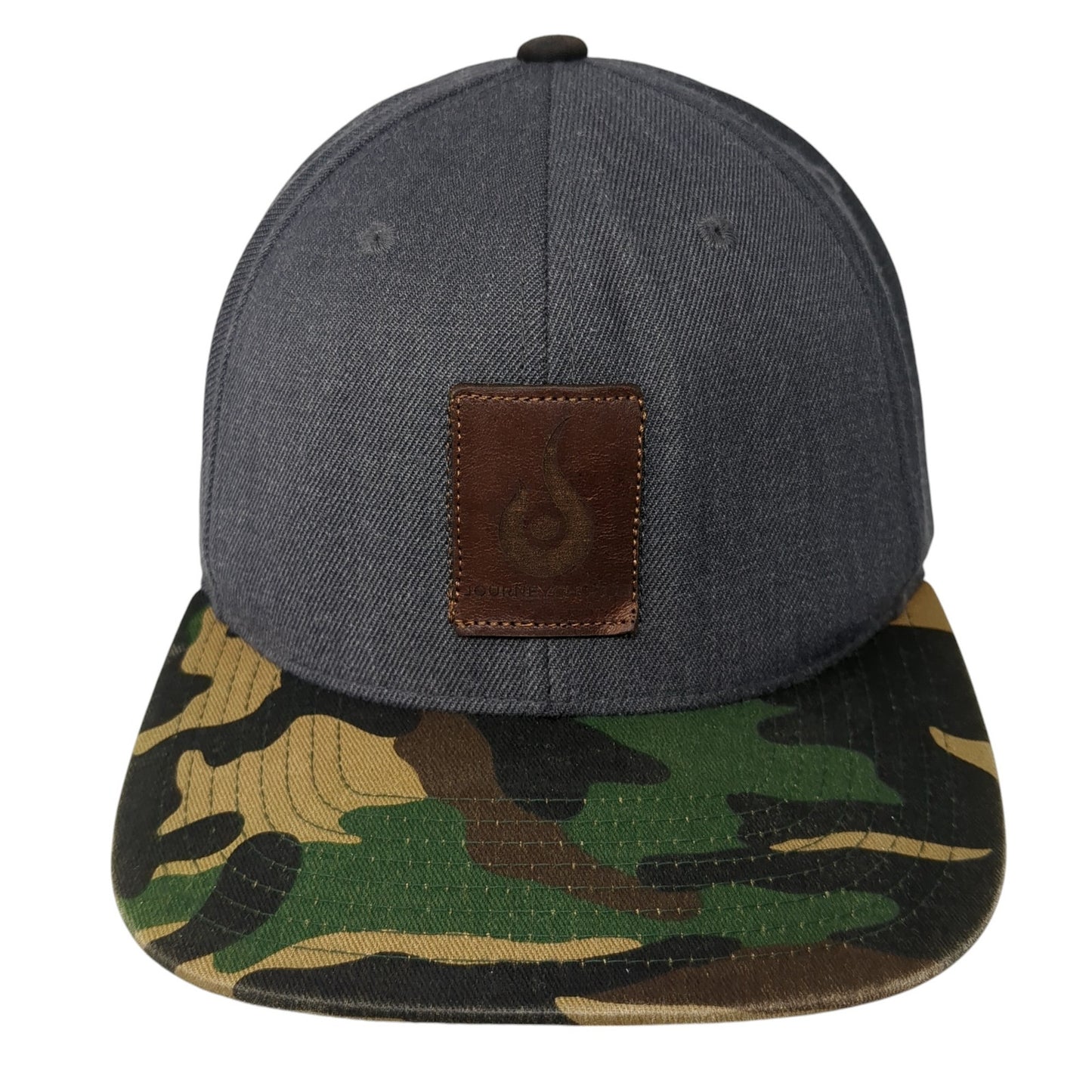 Leather Patch Logo Snapback Hat Multicolor Camo One Size Adjustable