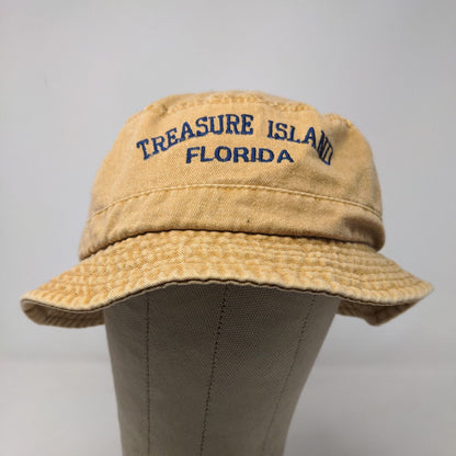 Unbranded Women's Bucket Hat Tan Embroidered Treasure Island Florida Logo