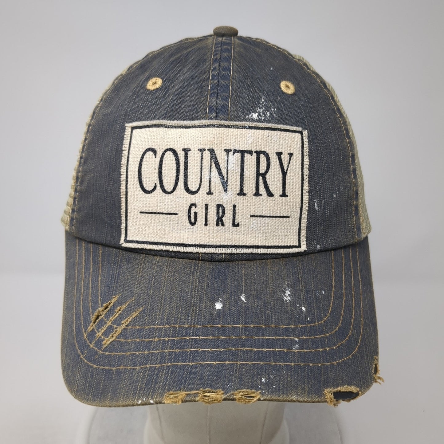 Country Girl Trucker Hat Multicolor One Size Adjustable Distressed Mesh Back