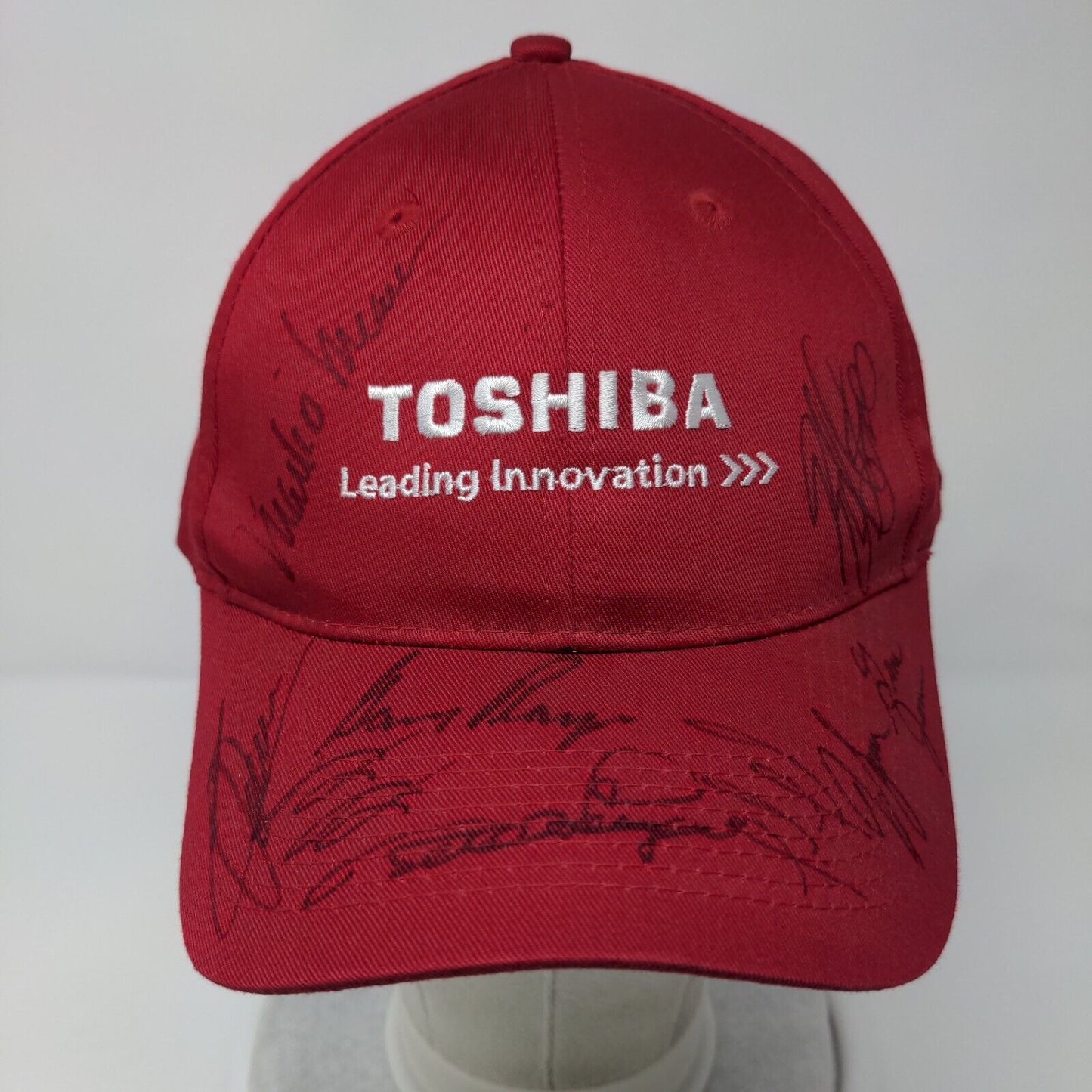 Toshiba Leading Innovation Hat Red OSFA Signed Port & Company 6 Panel