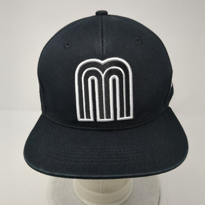 M Mexico Flag Snapback Hat Black One Size Adjustable Embroidered
