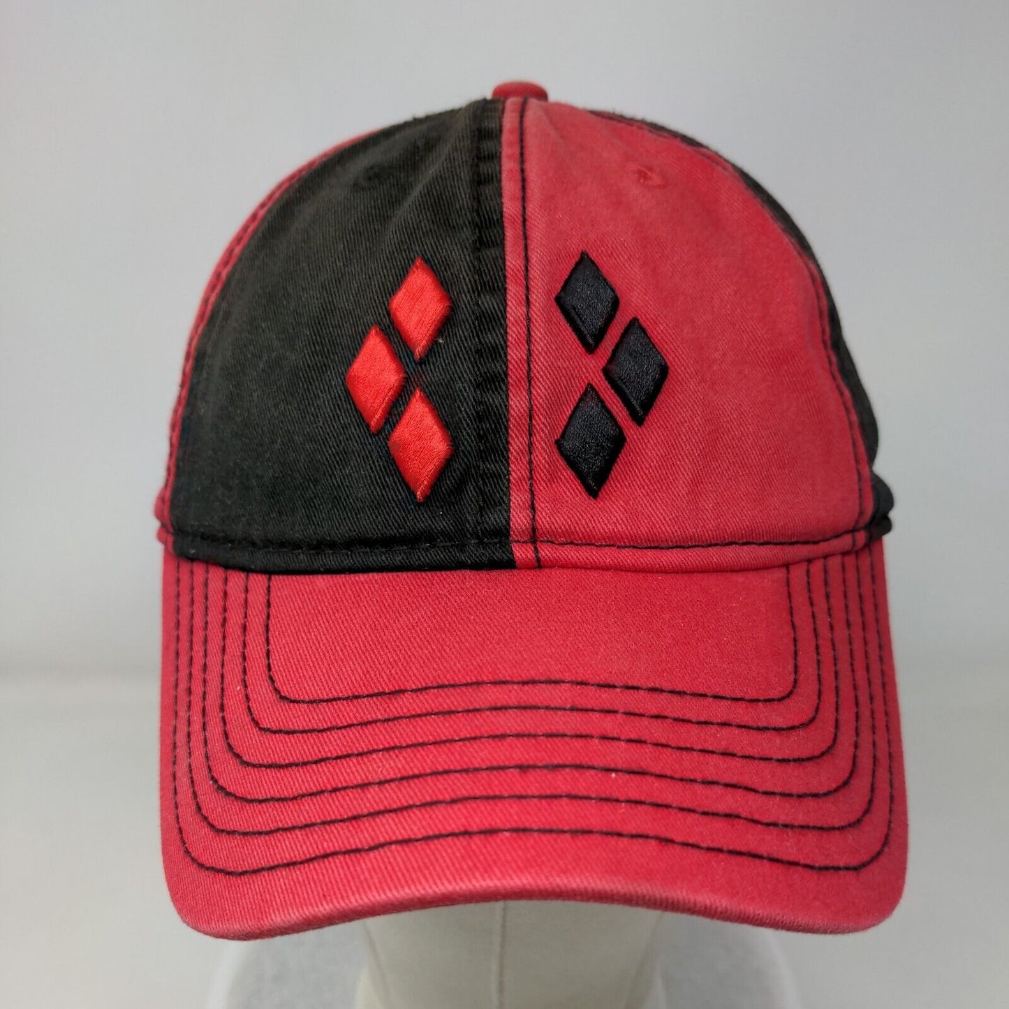 Harley Quinn Diamond Slideback Hat Red One Size Colorblock DC Comics