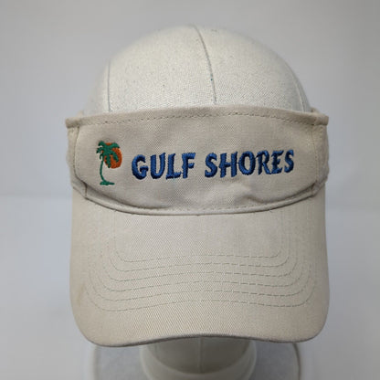 Gulf Shores Strapback Sun Visor Hat Tan One Size Adjustable Embroidered Jhats