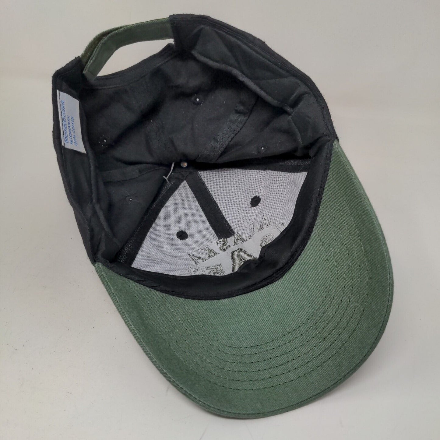 Dockside Exclusive Men's Strapback Hat Black Green Alaska Wilderness Gear Logo