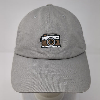 Camera Slideback Hat Gray One Size Adjustable Embroidered Vented Holes 6 Panel
