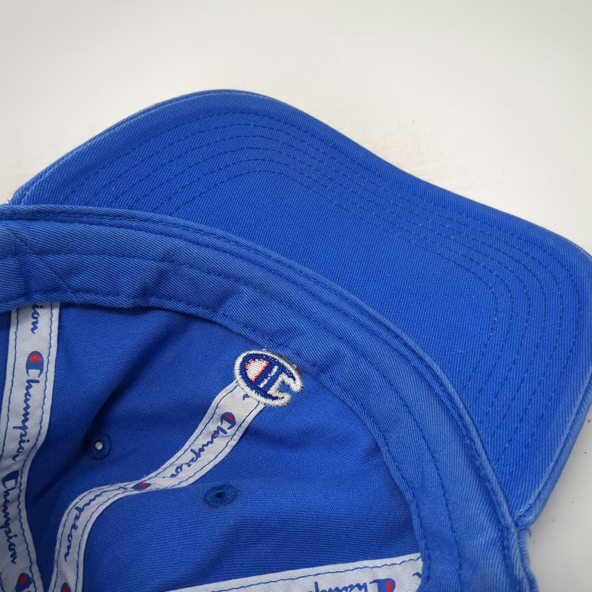 Champion Baseball Cap Blue One Size Embroidered Logo Slideback Cotton Script Hat