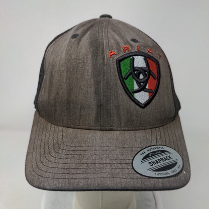 Ariat Snapback Mesh Back Trucker Hat Gray One Size Embroidered 6 Panel
