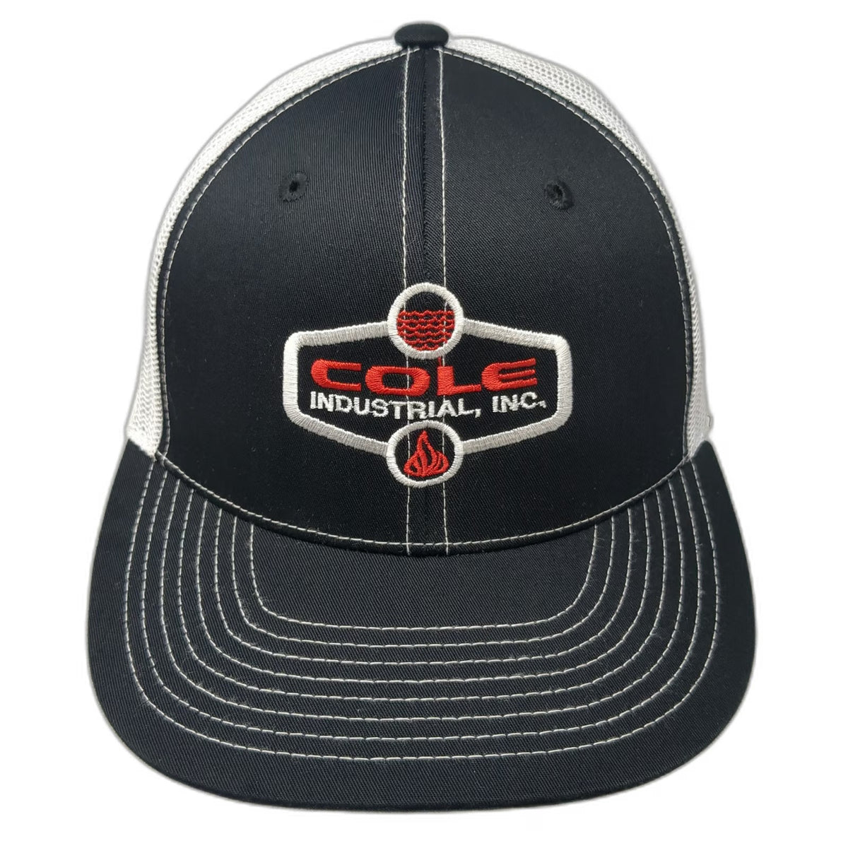 Pacific Headwear Trucker Hat Black One Size Cole Industrial Mesh Snapback Logo