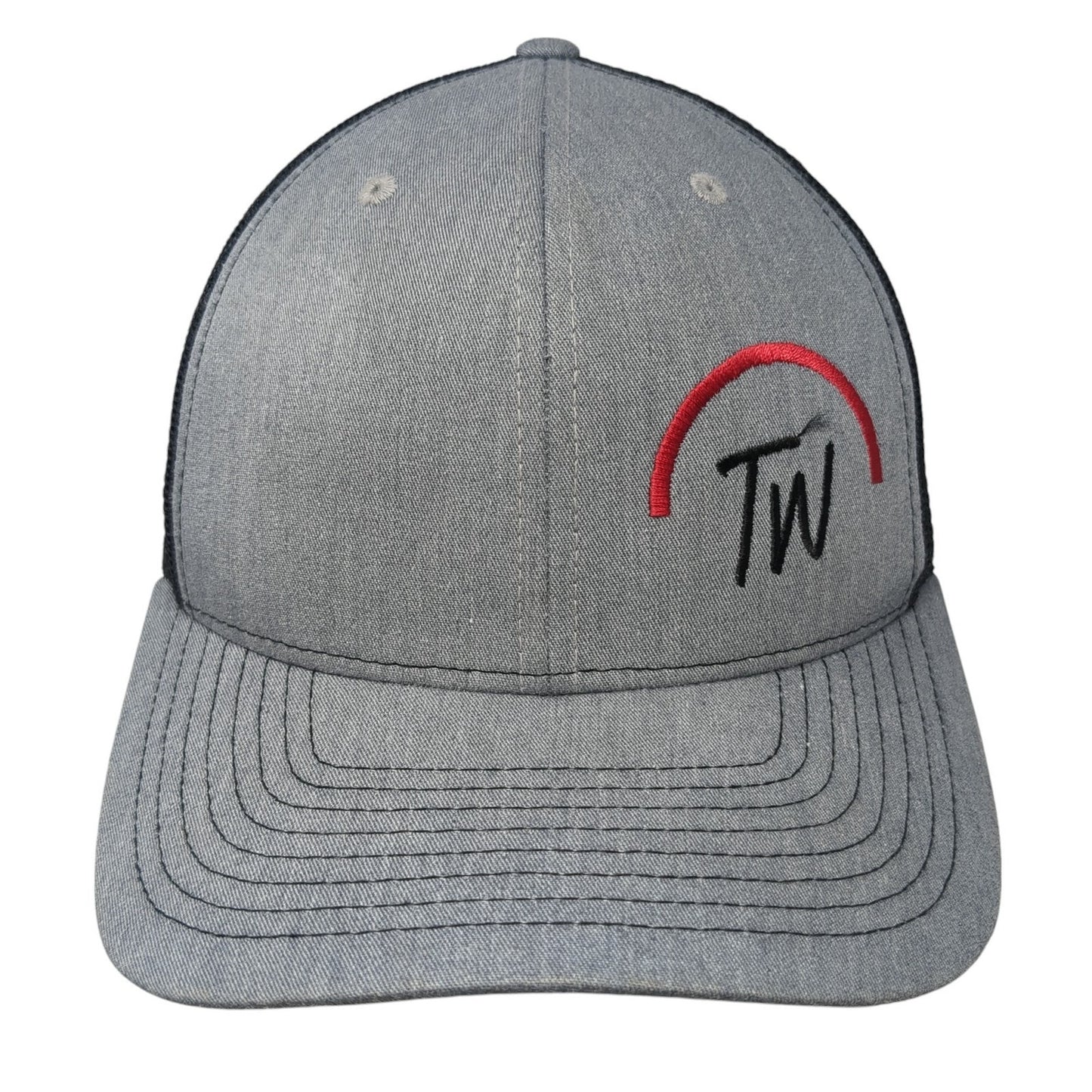 TW Snapback Mesh Back Trucker Hat Gray One Size Embroidered Logo