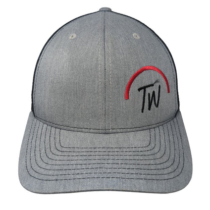 TW Snapback Mesh Back Trucker Hat Gray One Size Embroidered Logo